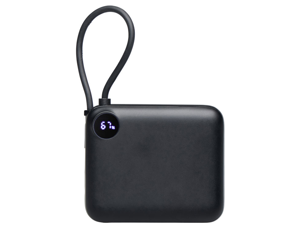 Внешний аккумулятор со встроенным кабелем Liri, QC/PD, 10000 мАч, черный-2