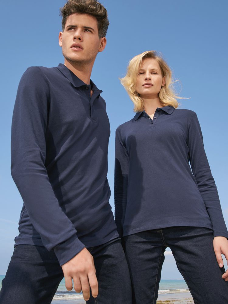 Рубашка поло женская с длинным рукавом Perfect LSL Women, темно-синяя-5