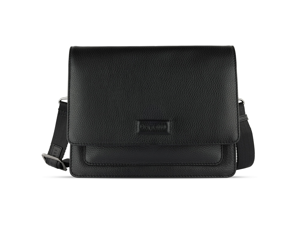 Сумка через плечо женская BUGATTI ЭЛЬЗА | ELSA, чёрная, воловья кожа/полиэстер, 25х8,5х20 см-1