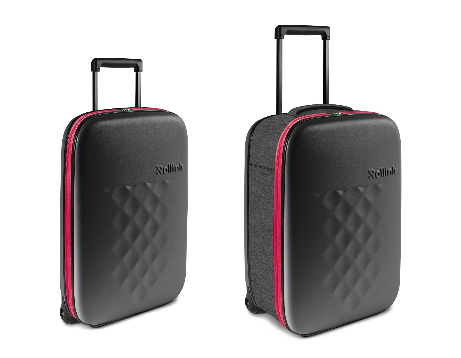 Чемодан складной Rollink Earth 55x40x20 см, 2 колеса, черный/красный-1