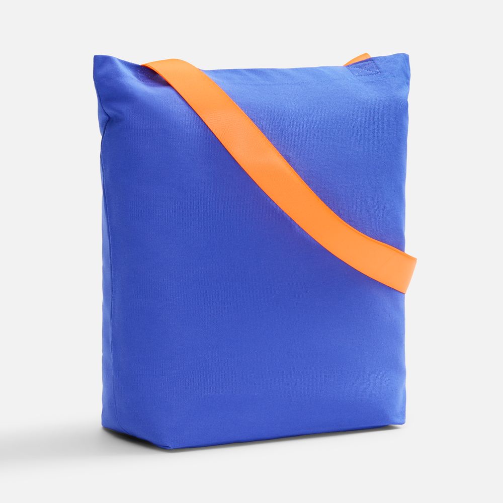Шопер B5, синий с широкими оранжевыми ручками-0