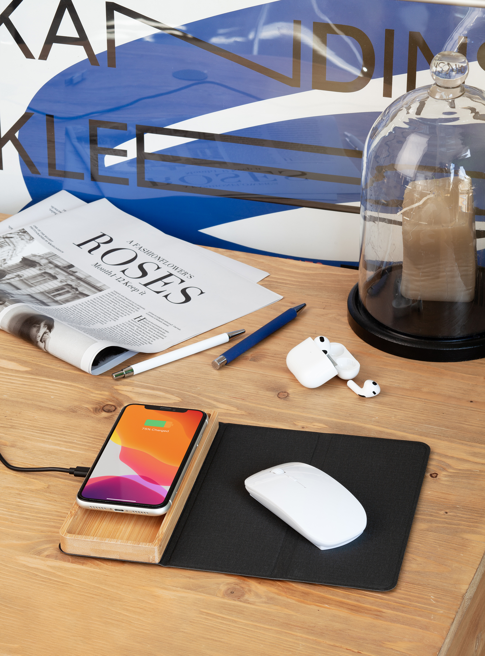 Коврик-трансформер с органайзером на магнитах с беспроводным (15W) ЗУ с подсветкой логотипа-7