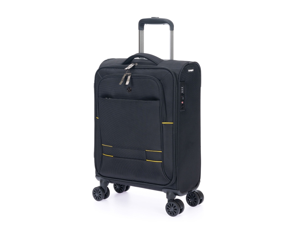 Чемодан TORBER Brosno, чёрный, нейлон 600D, 36,5 х 14 х 54 см, 32 л-0