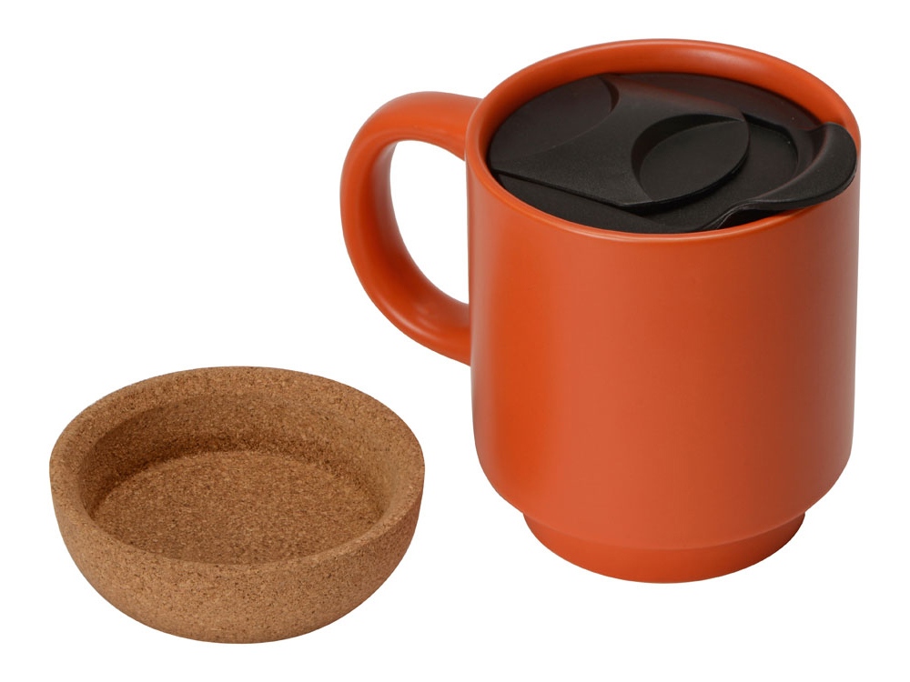 Кружка Denpasar с пробковым дном и крышкой, цветная с двух сторон, оранжевый-2