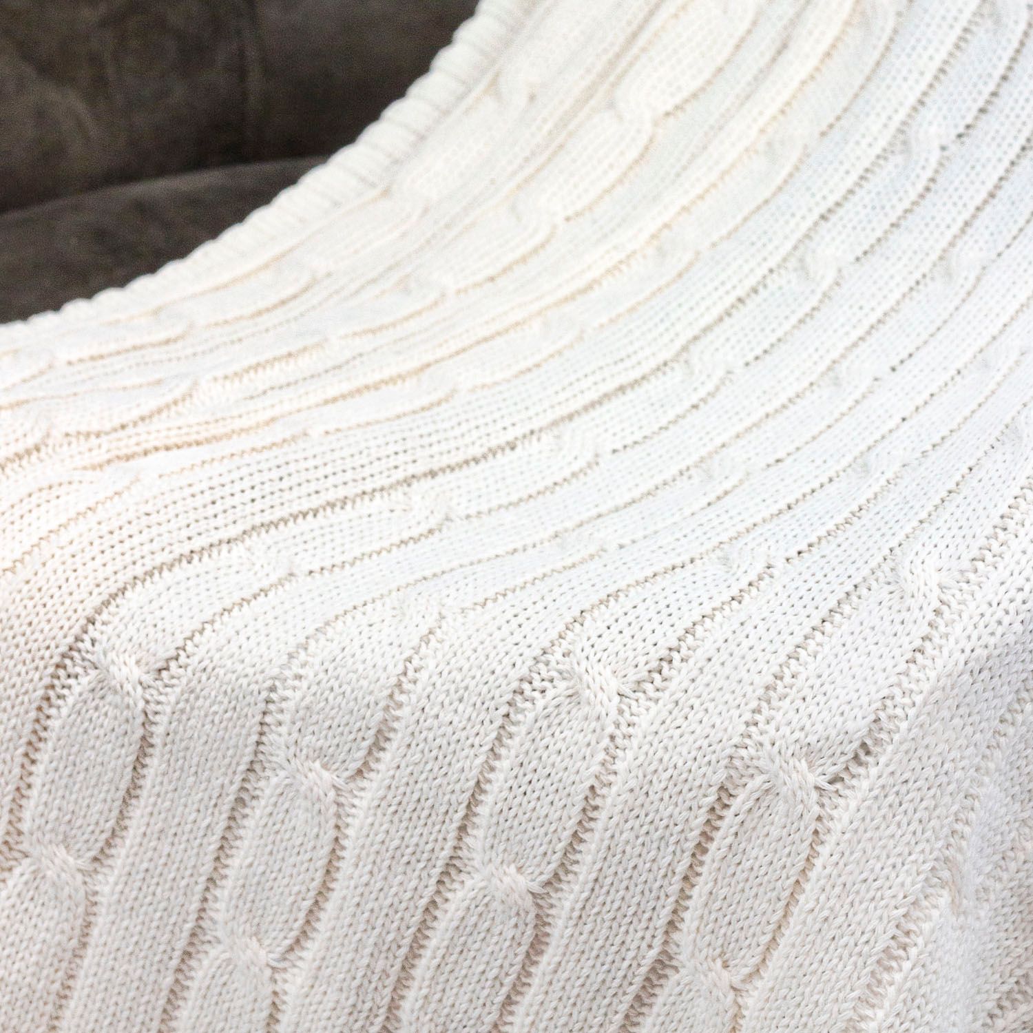 Плед Fado вязаный, бежевый (без подарочной коробки)-10