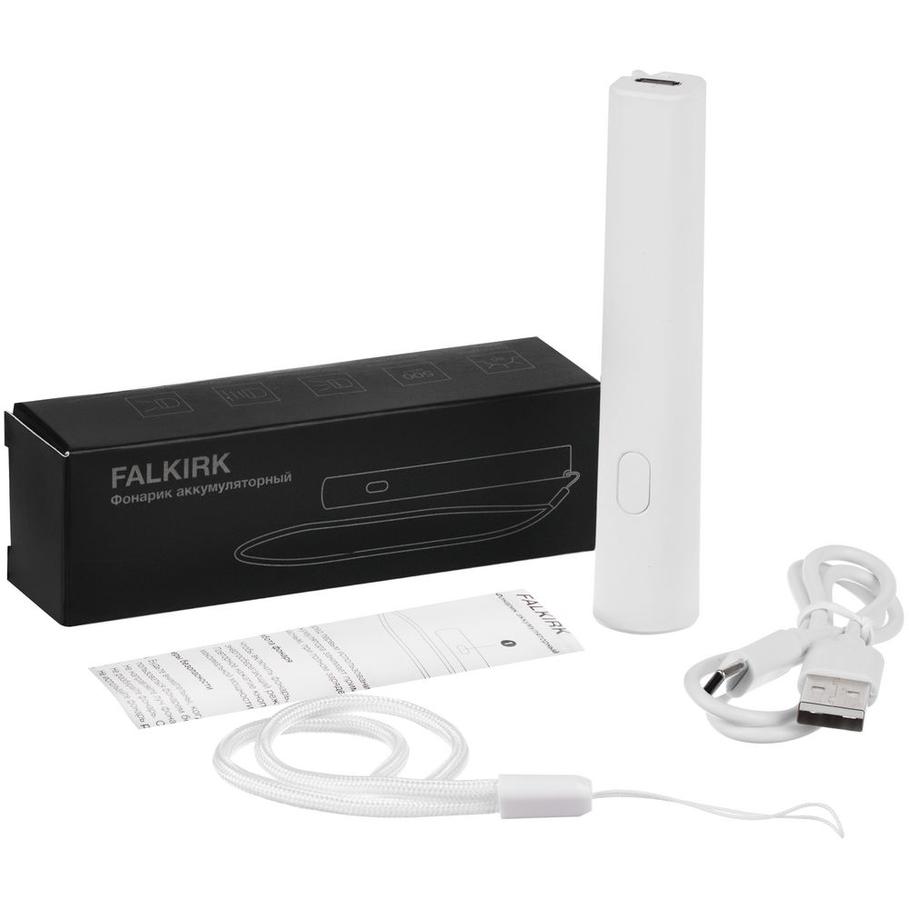 Фонарик аккумуляторный Falkirk, белый-4
