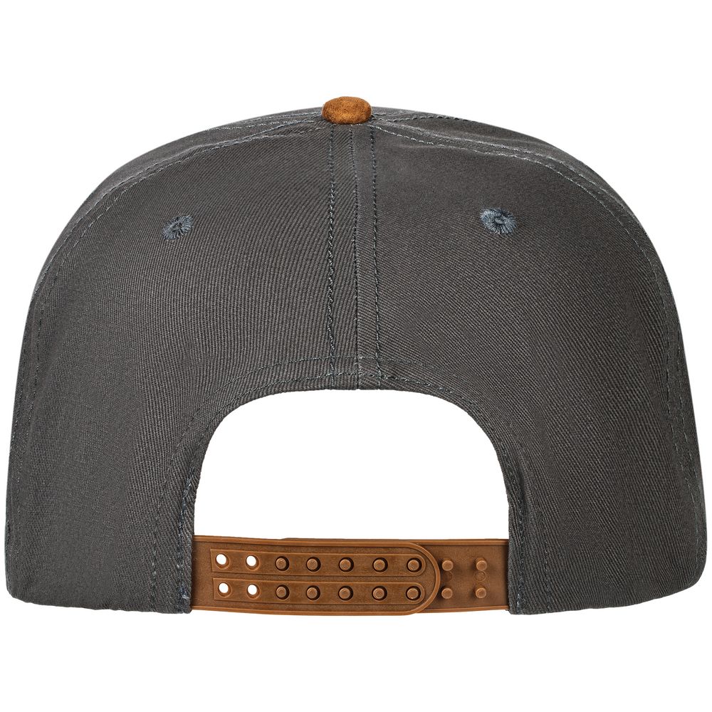 Бейсболка Foreside с прямым козырьком, серая с коричневым-3