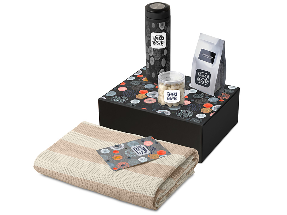 Подарочный набор Re:y. Warm с пледом, термосом и чаем-0