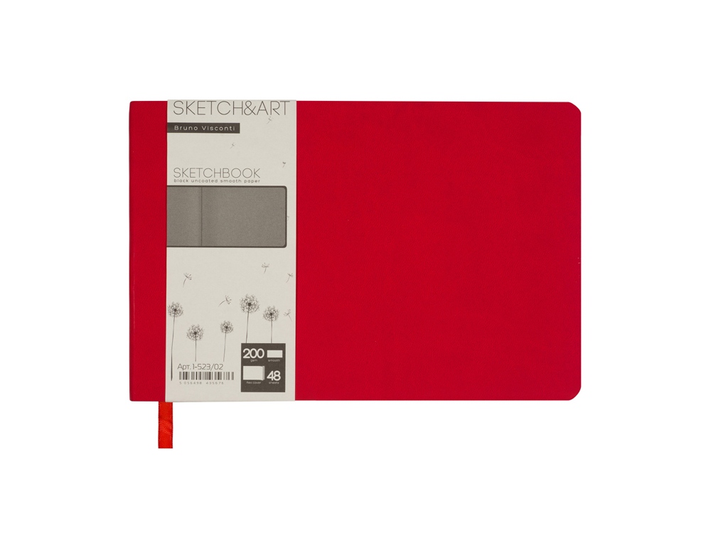 Скетчбук Sketch & Art в мягком переплете 210х140 мм, 48 л. черной бумаги 200 гр., красный-1