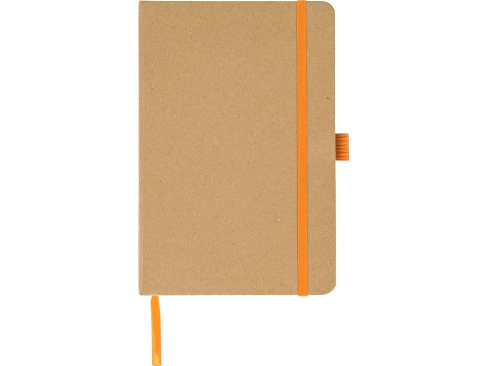 Блокнот A5 Sevilia Color, твердая обложка из крафта, 80 листов, цветной срез и форзац, натуральный/оранжевый-3