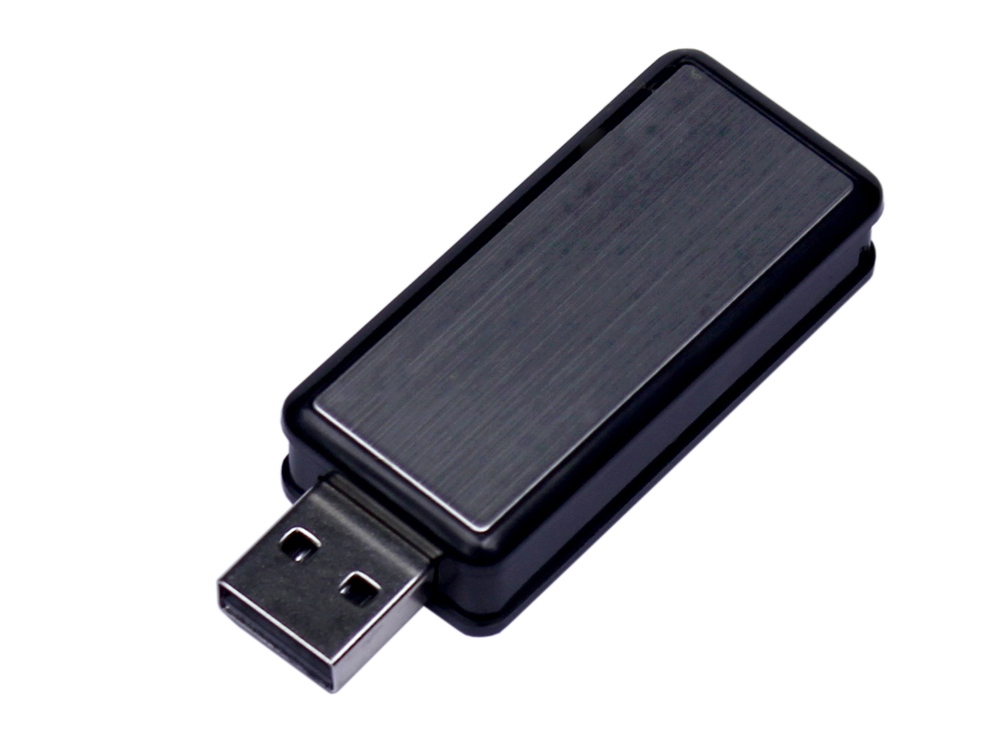 USB-флешка промо на 4 Гб прямоугольной формы, выдвижной механизм, черный-0