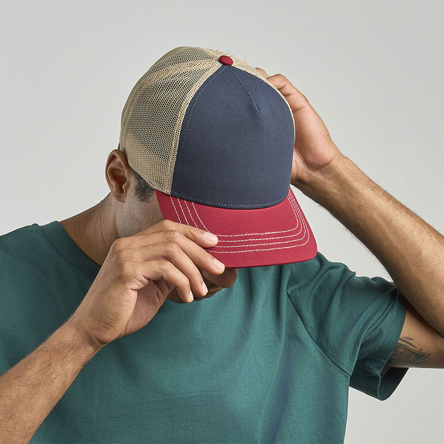 Бейсболка RAPPER CANVAS-S, 5 клиньев, пластиковая застёжка, серый, темно-синий-3