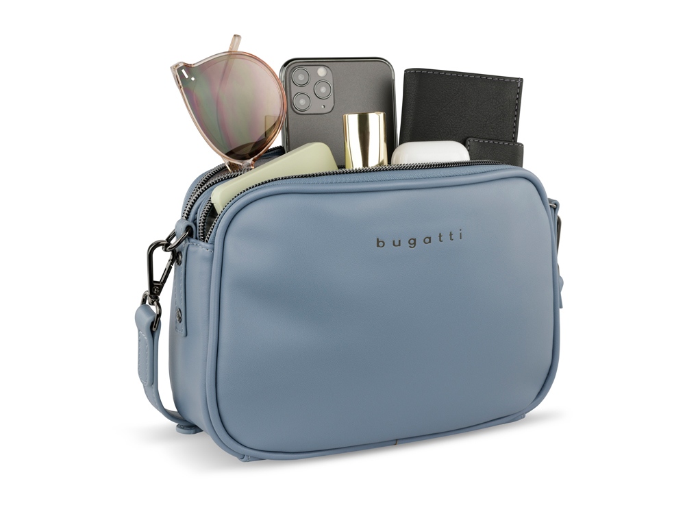 Сумка кросс-боди женская BUGATTI Almata, голубая, полиуретан, 21,5х6х15 см-6
