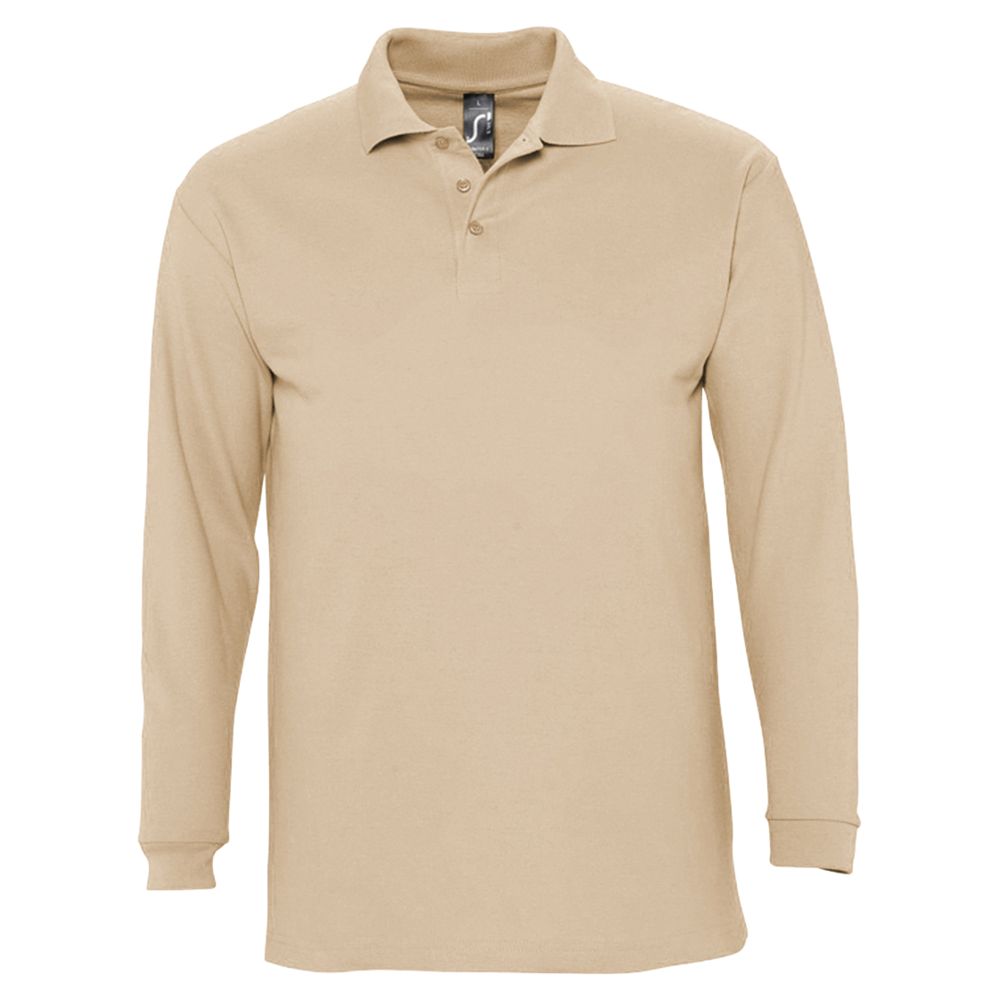 Рубашка поло мужская с длинным рукавом Winter II 210 бежевая-1