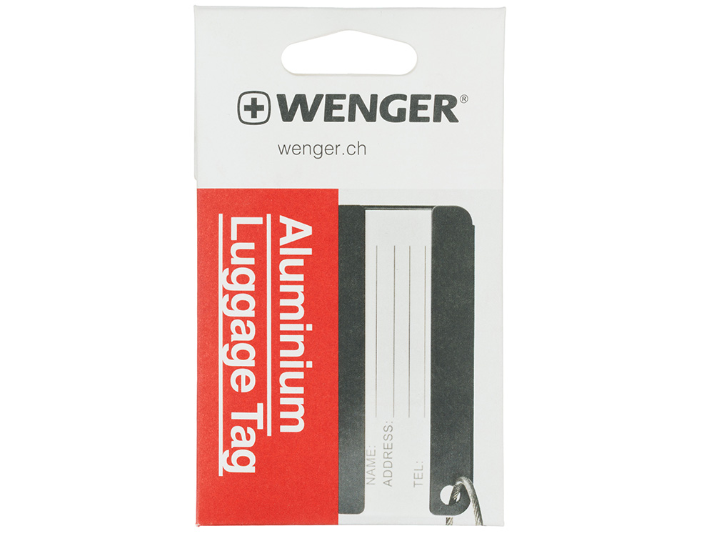 Бирка для багажа WENGER, черная, алюминий, 8 x 0,3 x 4 см-3