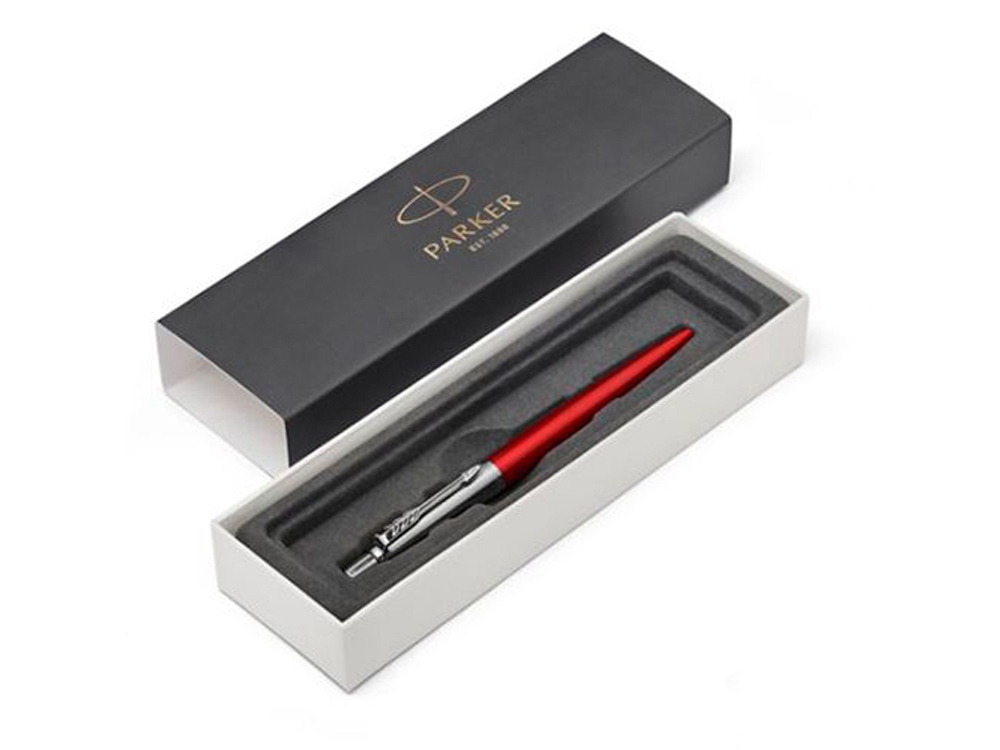 Шариковая ручка Parker Jotter Essential, Kensington Red CT, стержень: M, цвет чернил : blue или blac-2