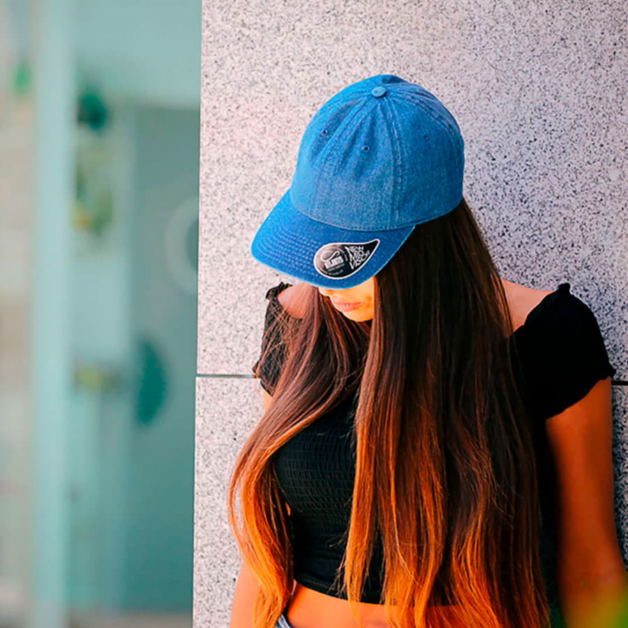 Бейсболка DAD HAT, 6 клиньев, металлическая застежка, джинсовый-1