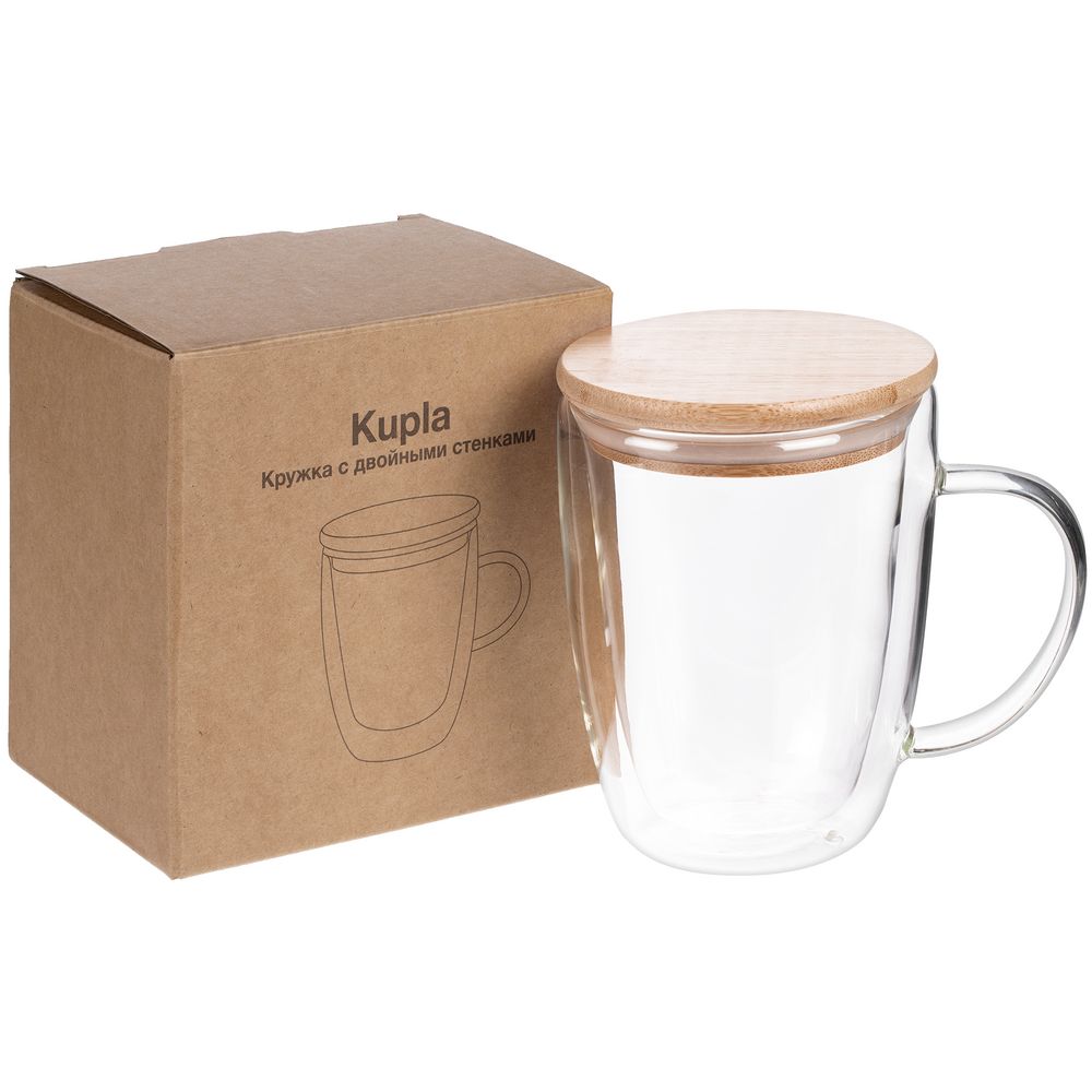 Кружка с двойными стенками Kupla с бамбуковой крышкой-3
