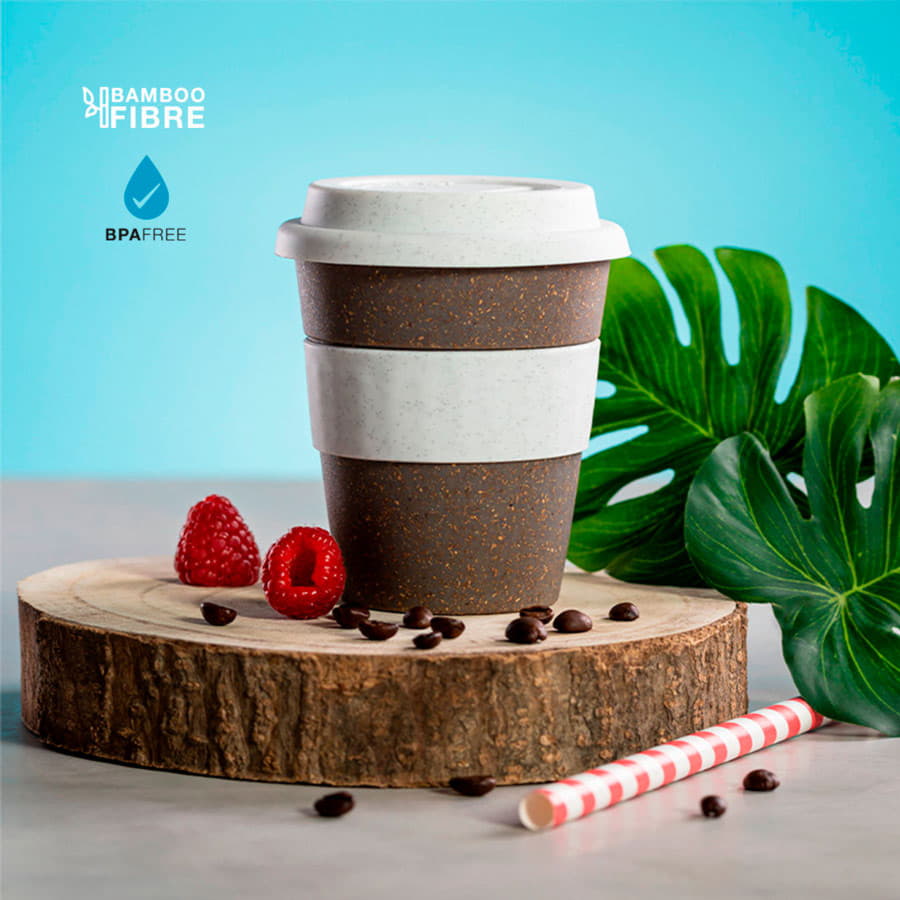 Стакан FLIKER с крышкой, полипропилен с бамбуковым волокном,силикон, синий-2