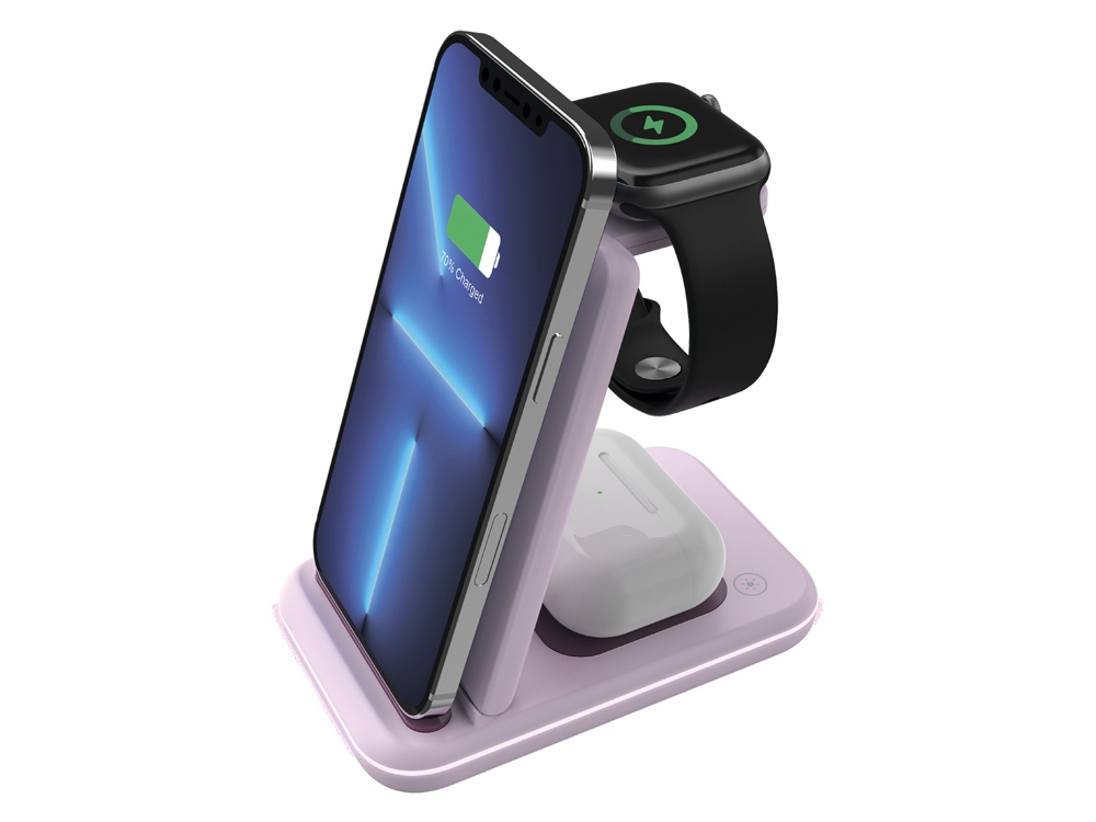 Беспроводное зарядное устройство 3-в-1 CANYON WS-304 (CNS-WCS304B), 15W, розовый-7