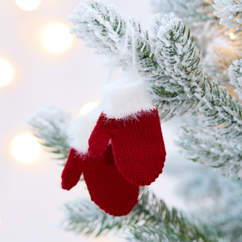 Подвеска на елку «Вьюжка», варежки, красная-2