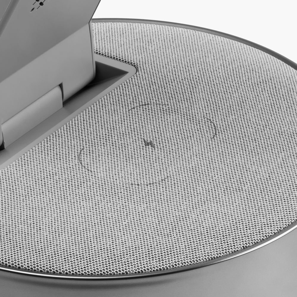 Bluetooth-колонка с беспроводной зарядкой и часами netEnergy, серая-4