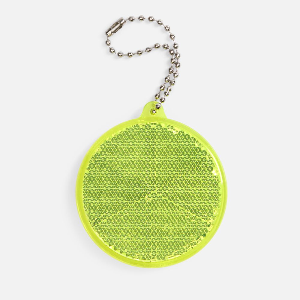Пешеходный светоотражатель с цепочкой «Круг», неон-желтый-0