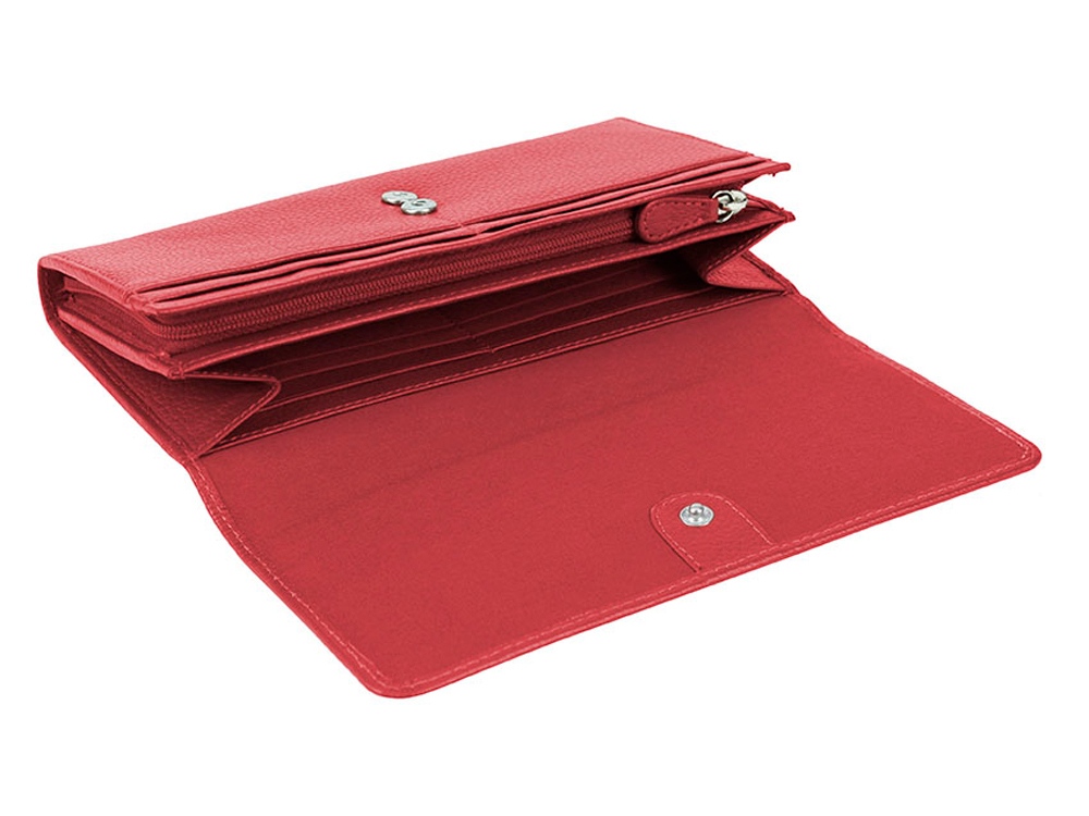 Кошелёк женский BUGATTI Linda, красный, натуральная воловья кожа, 19х3х10 см-1