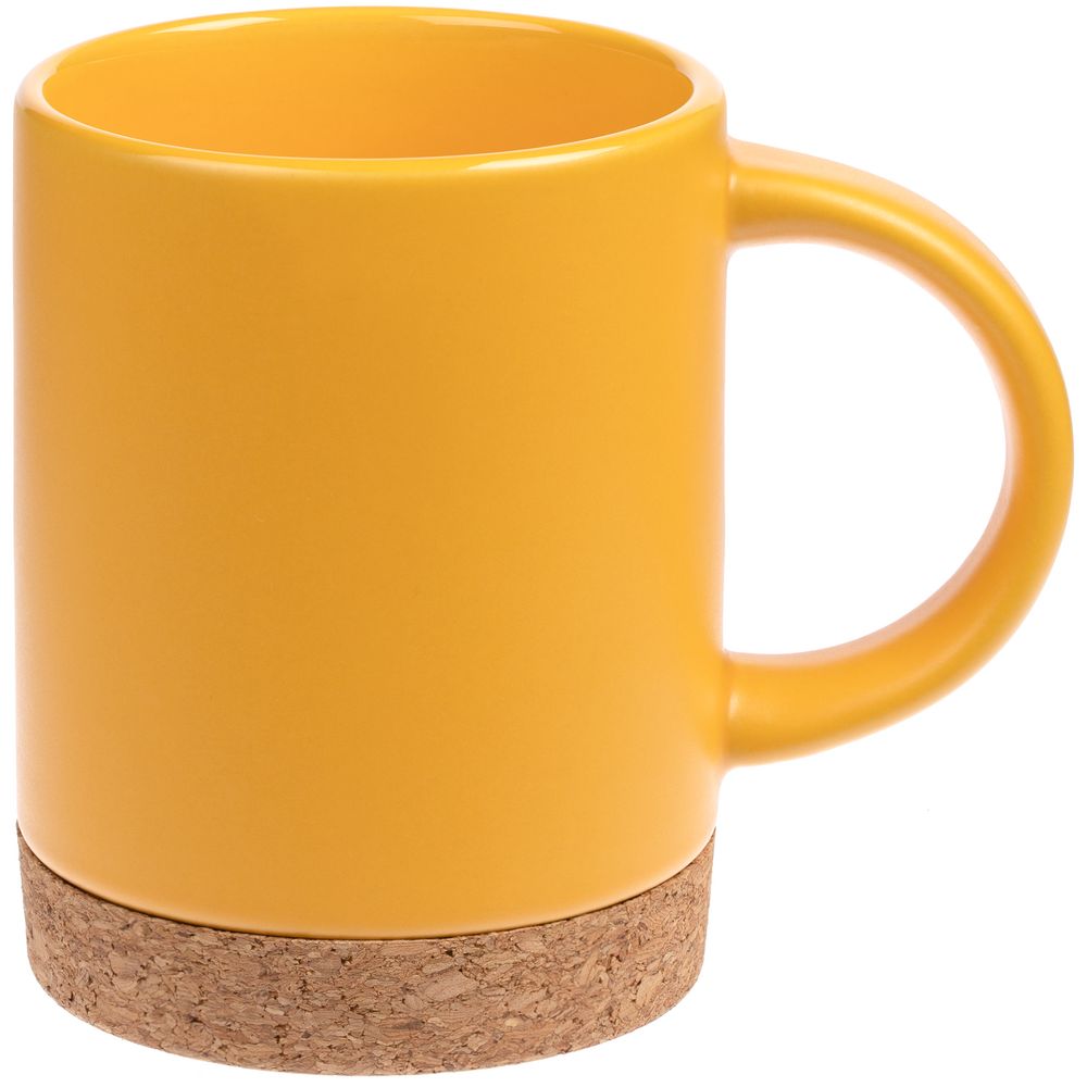 Кружка с пробковой подставкой Corky, желтая-0
