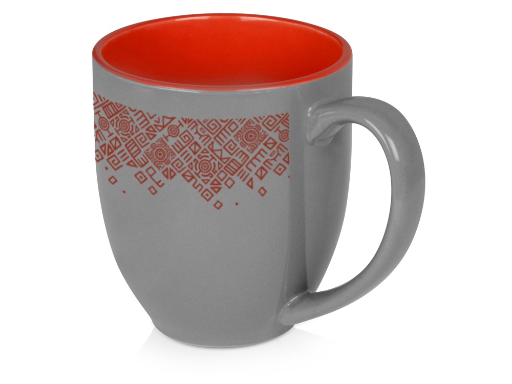 Кружка керамическая Gracy 450мл, серый/красный-1