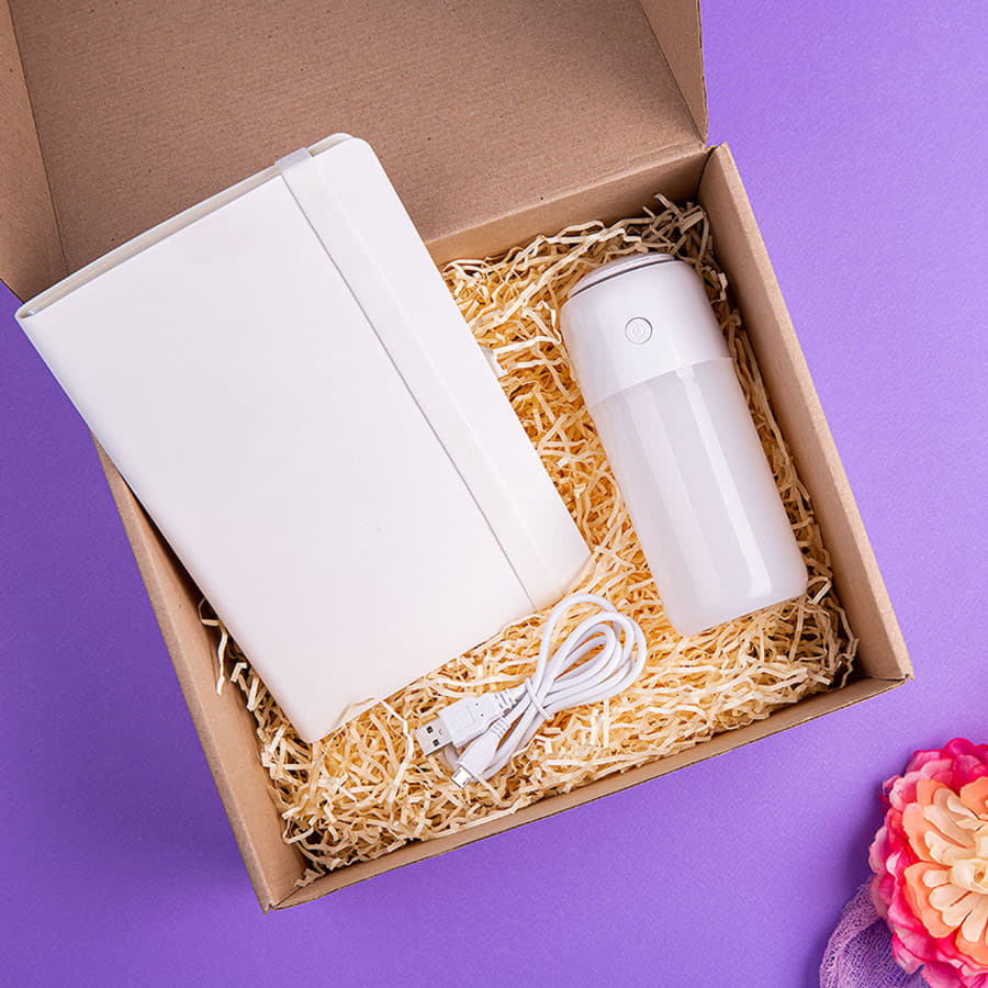 Набор подарочный FLORAL EGOIST: бизнес-блокнот, увлажнитель, белый-2