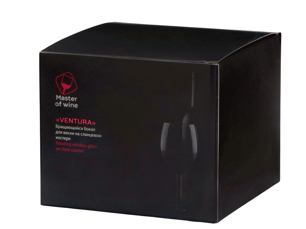 Вращающийся бокал для виски на сланцевом костере Ventura-8