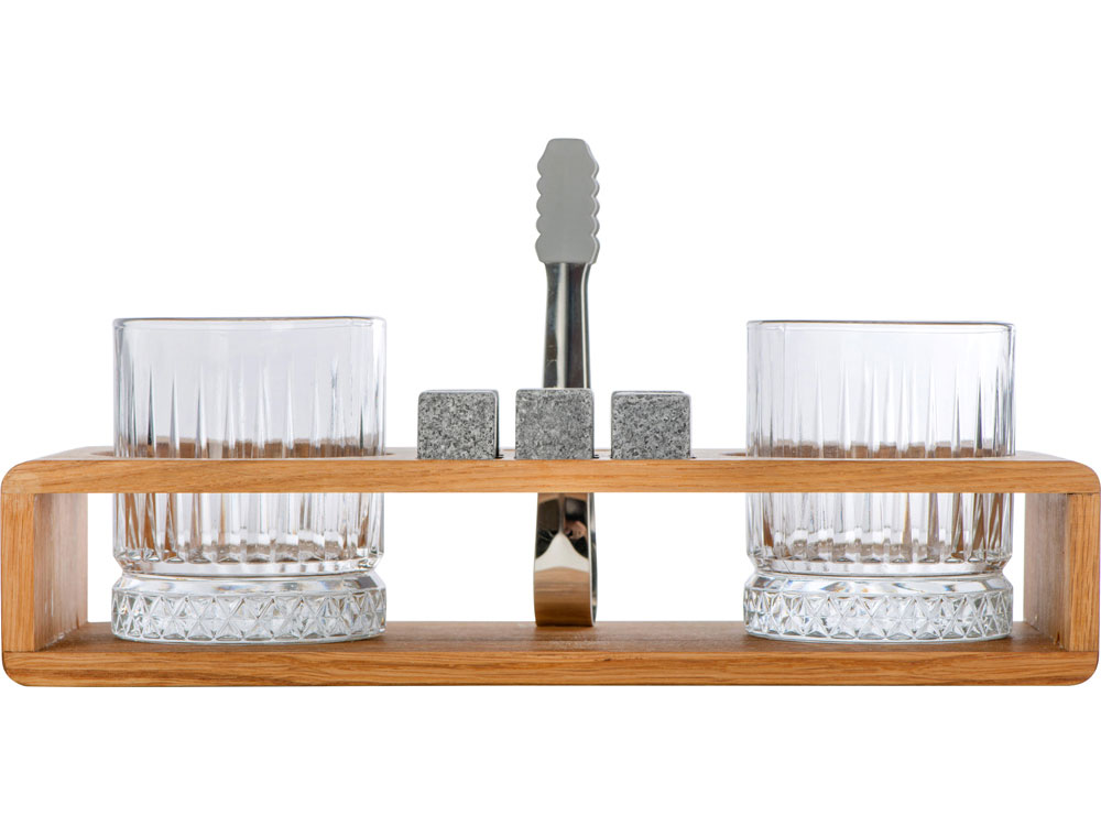 Набор для виски и коктейлей на подставке из дуба Whiskey Party-1