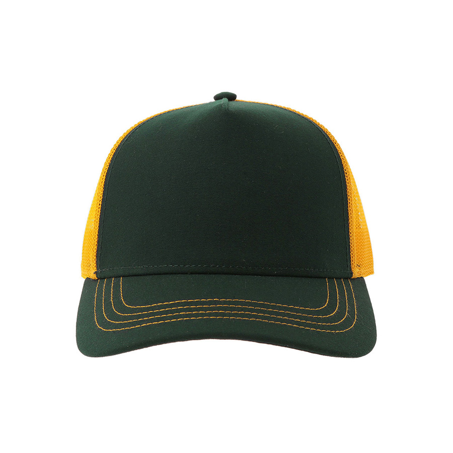 Бейсболка RAPPER CANVAS-S, 5 клиньев, пластиковая застёжка, темно-зелёный, жёлтый-3