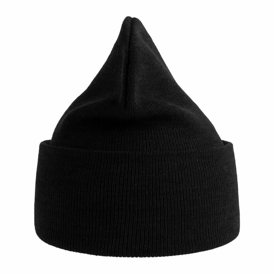 Шапка вязаная "PURE", с отворотом, чёрный, 60% полиэстер, 40% акрил , черный-6