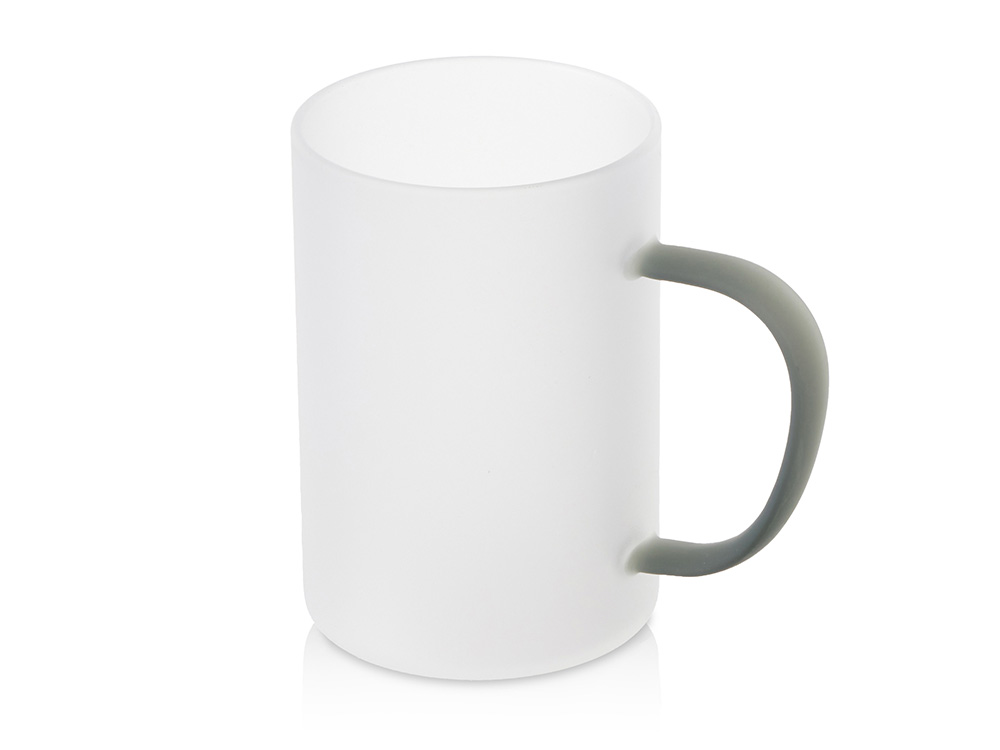 Стеклянная матовая кружка Акцент с цветной ручкой для сублимации, черный-0