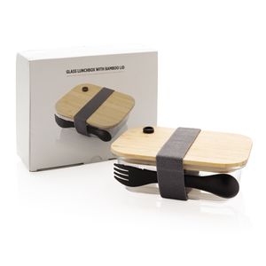 Стеклянный контейнер для еды с бамбуковой крышкой-1