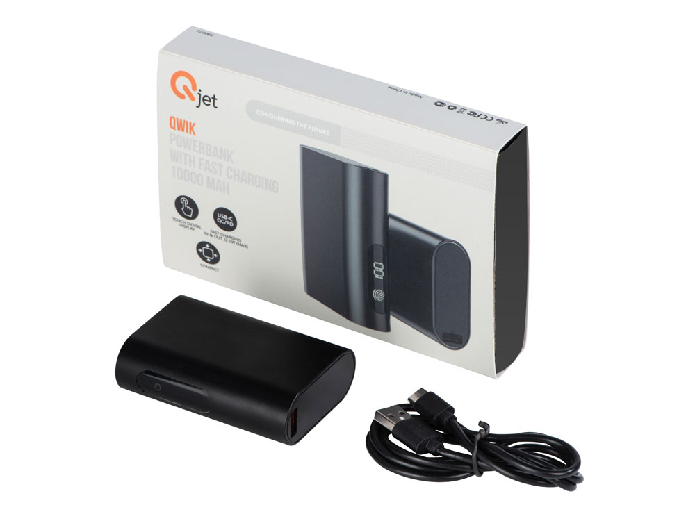 Внешний аккумулятор с QC/PD Qwik, 10000 mah, черный-8