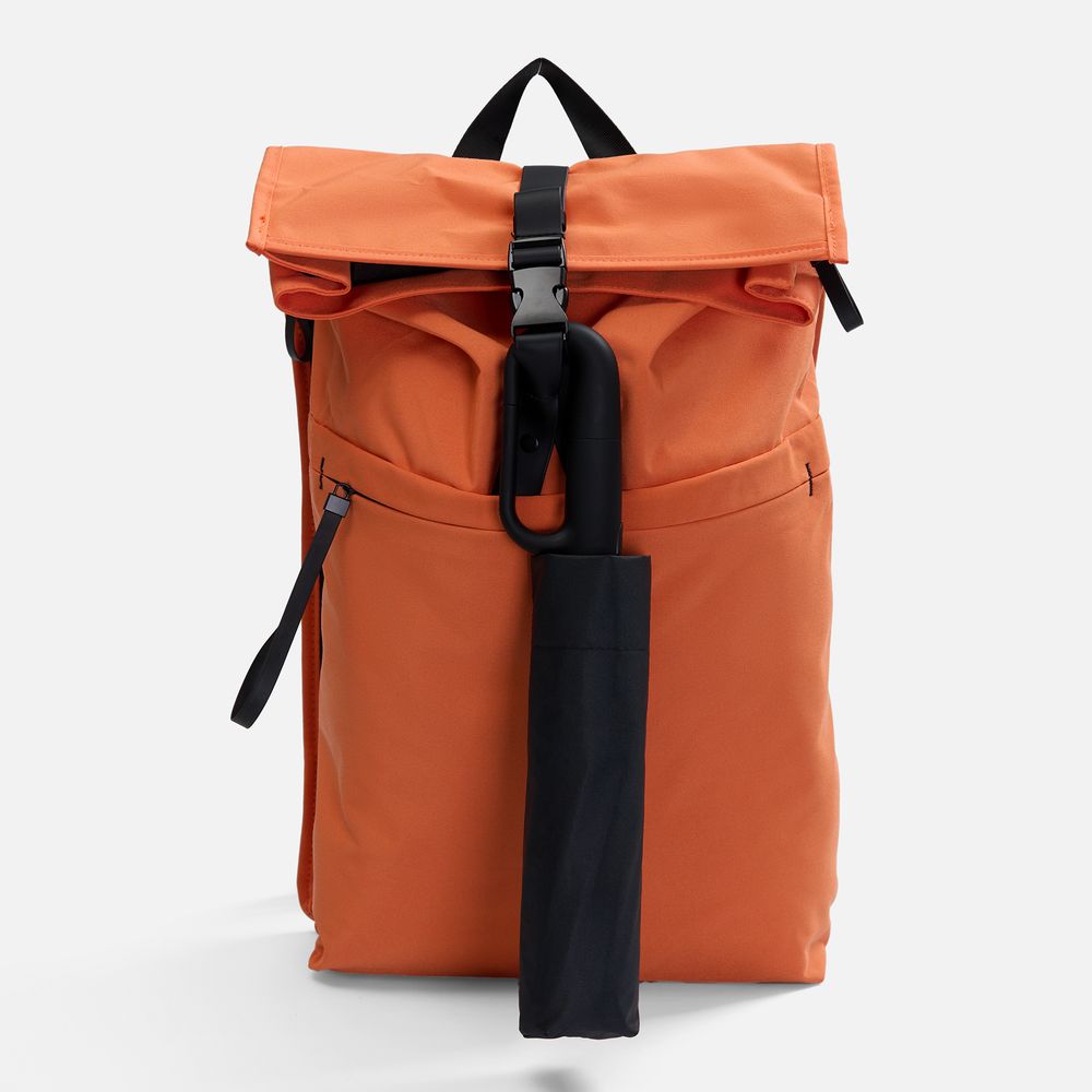 Зонт обратного сложения inLoop с ручкой-карабином, черный-4