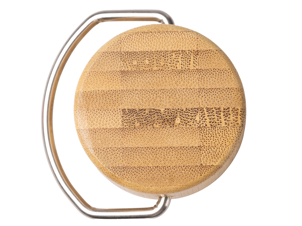 Термобутылка Нобук из переработанной нержавеющей стали, с бамбуковой крышкой, серый-1