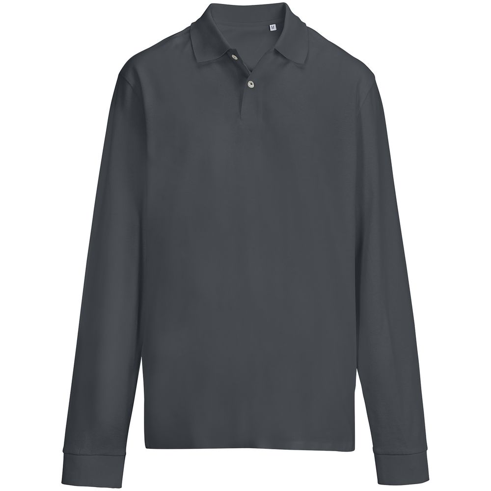 Рубашка поло унисекс с длинным рукавом Pacific LSL, темно-серая (графит)-0