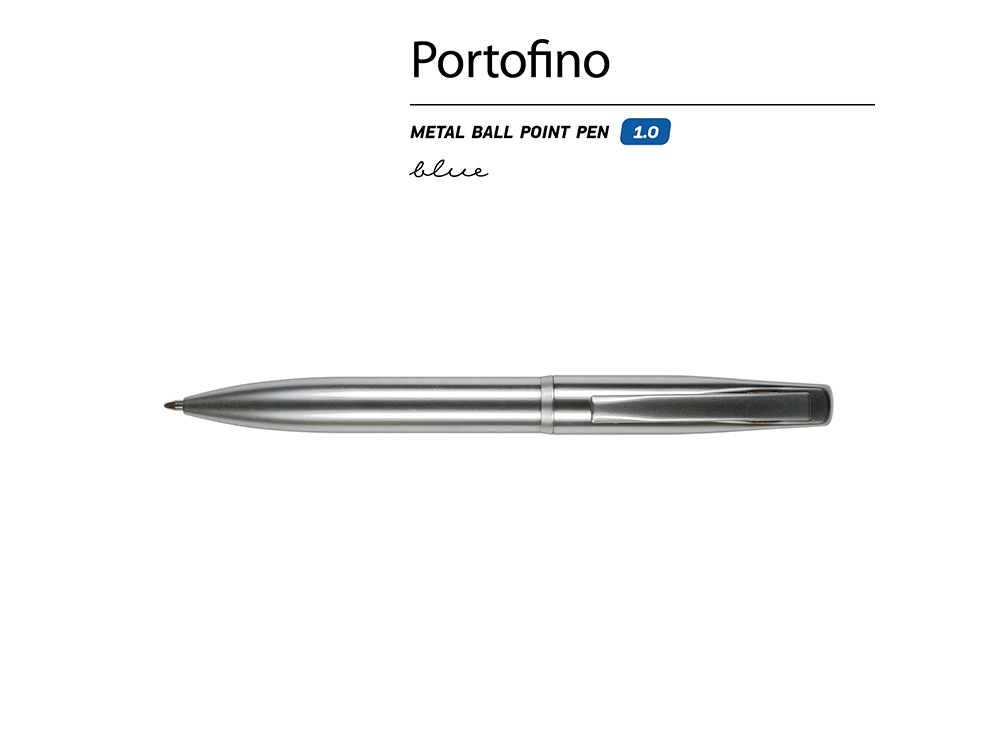 Ручка металлическая шариковая Portofino, серебристый-1