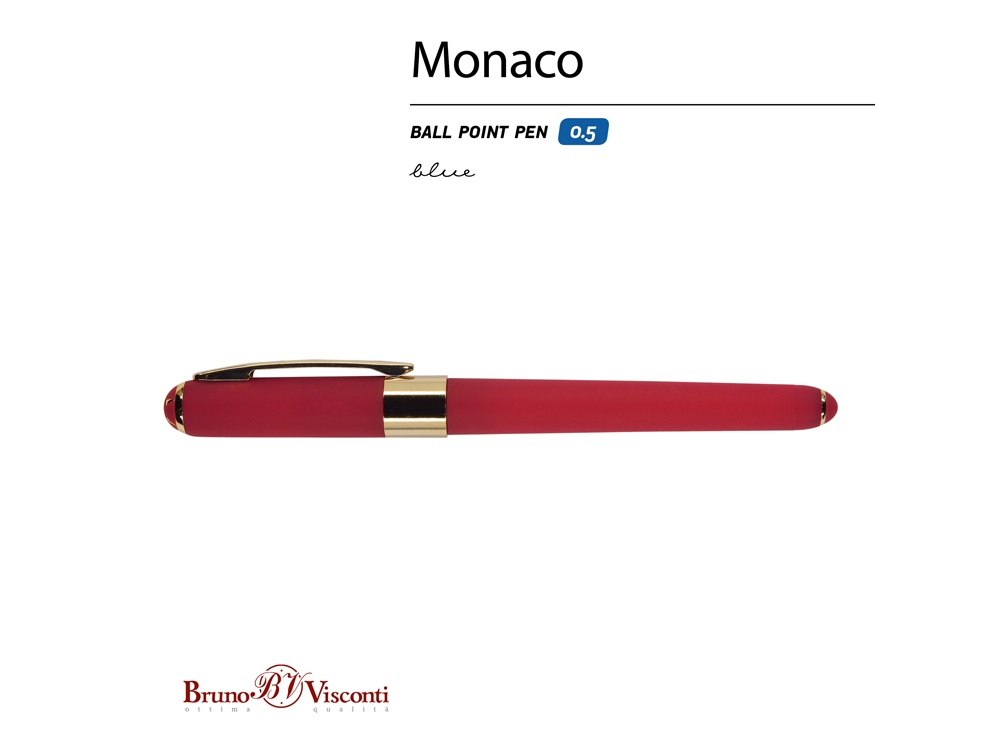 Ручка пластиковая шариковая Monaco, 0,5мм, синие чернила, красный-1