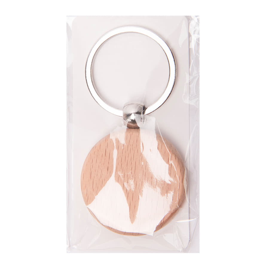 Брелок TIMBER CIRCLE; d = 4 см; дерево, бежевый-1