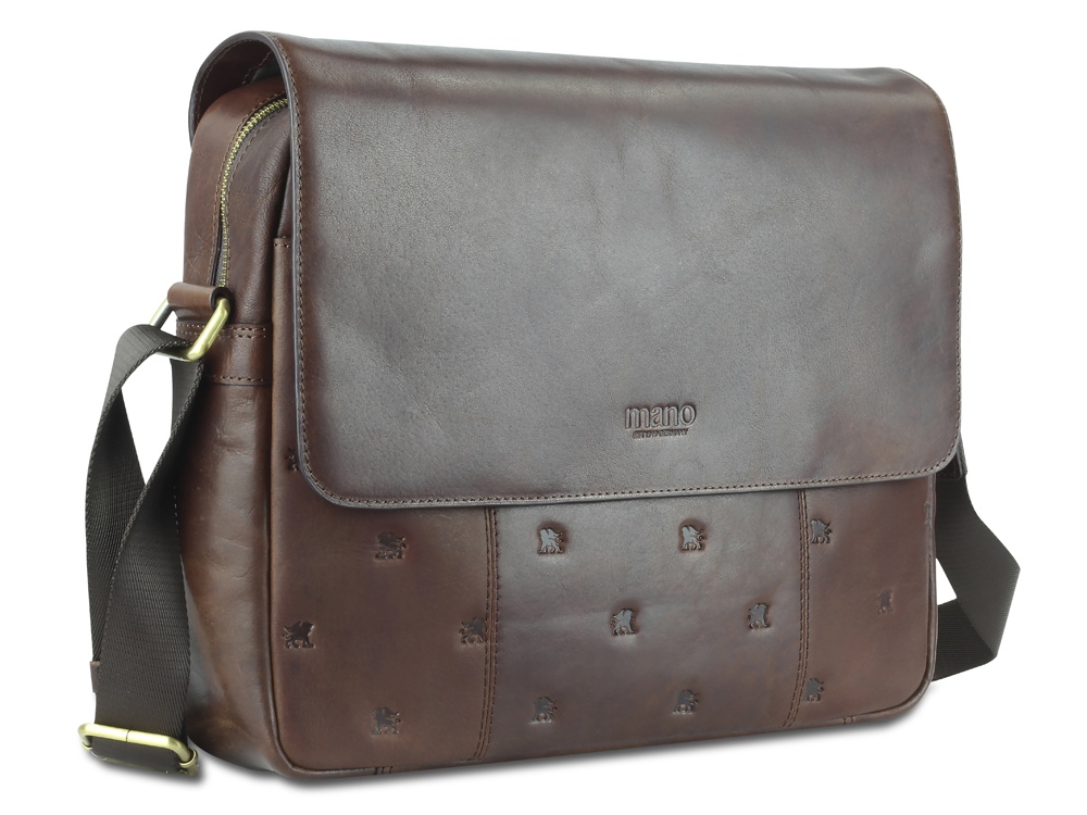 Сумка через плечо Mano Don Leon, натуральная кожа в коричневом цвете, 38 х 30 х 7 см-2