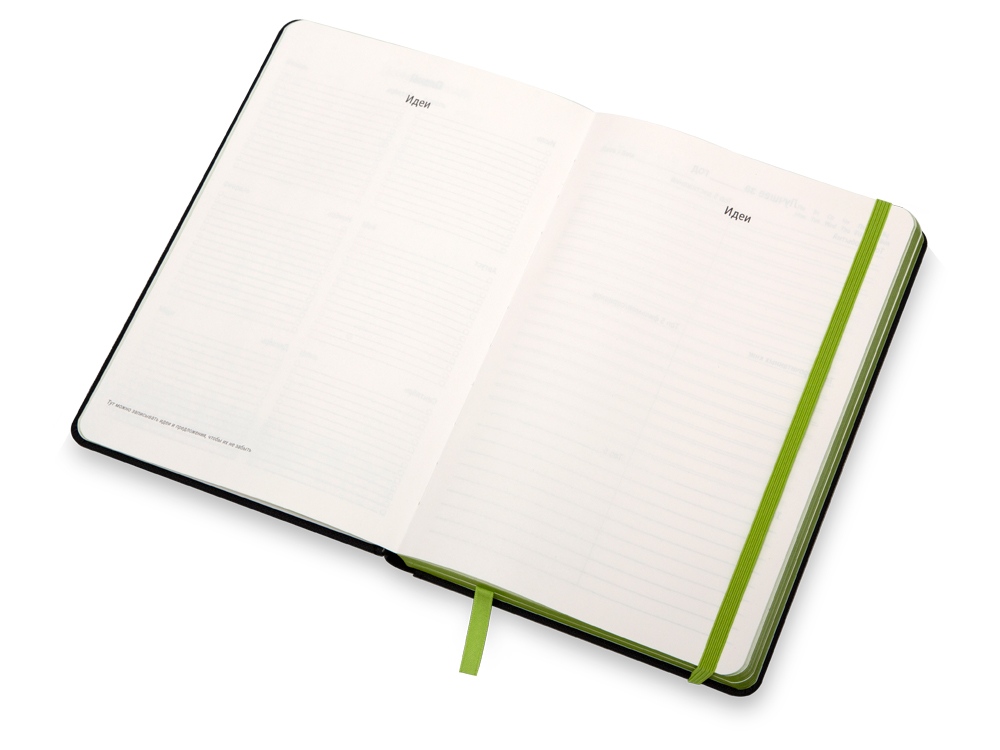 Бизнес блокнот Bossy с цветным срезом, твердая обложка, 128 листов, черный и зеленое яблоко-5