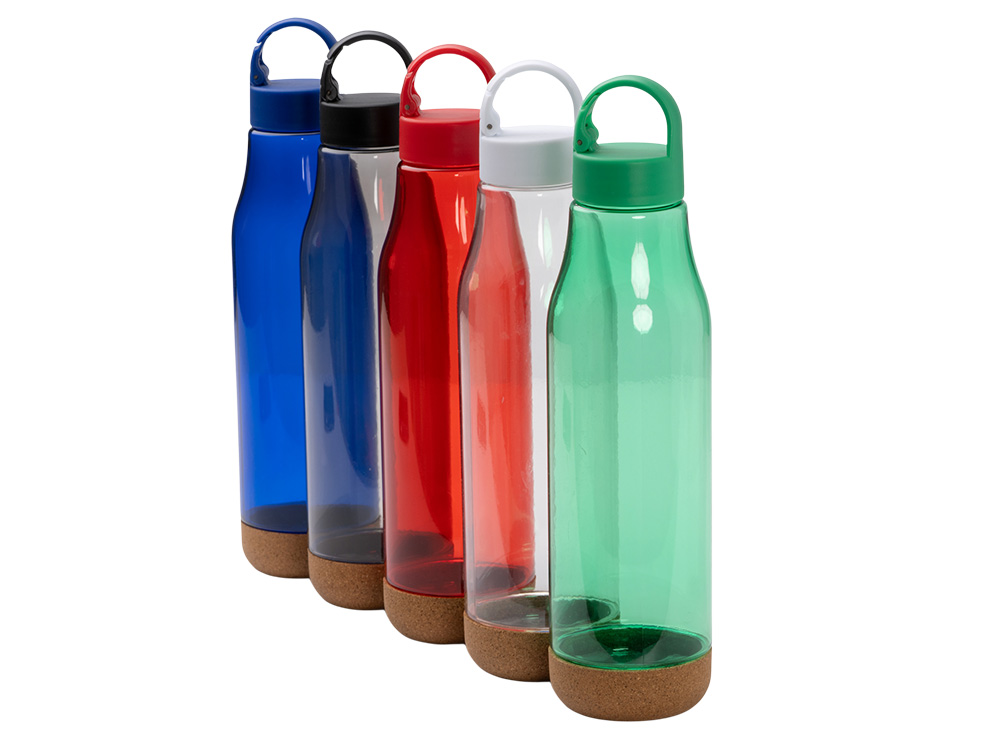 Бутылка Basti с пластиковым корпусом и пробковым дном, зеленый-1