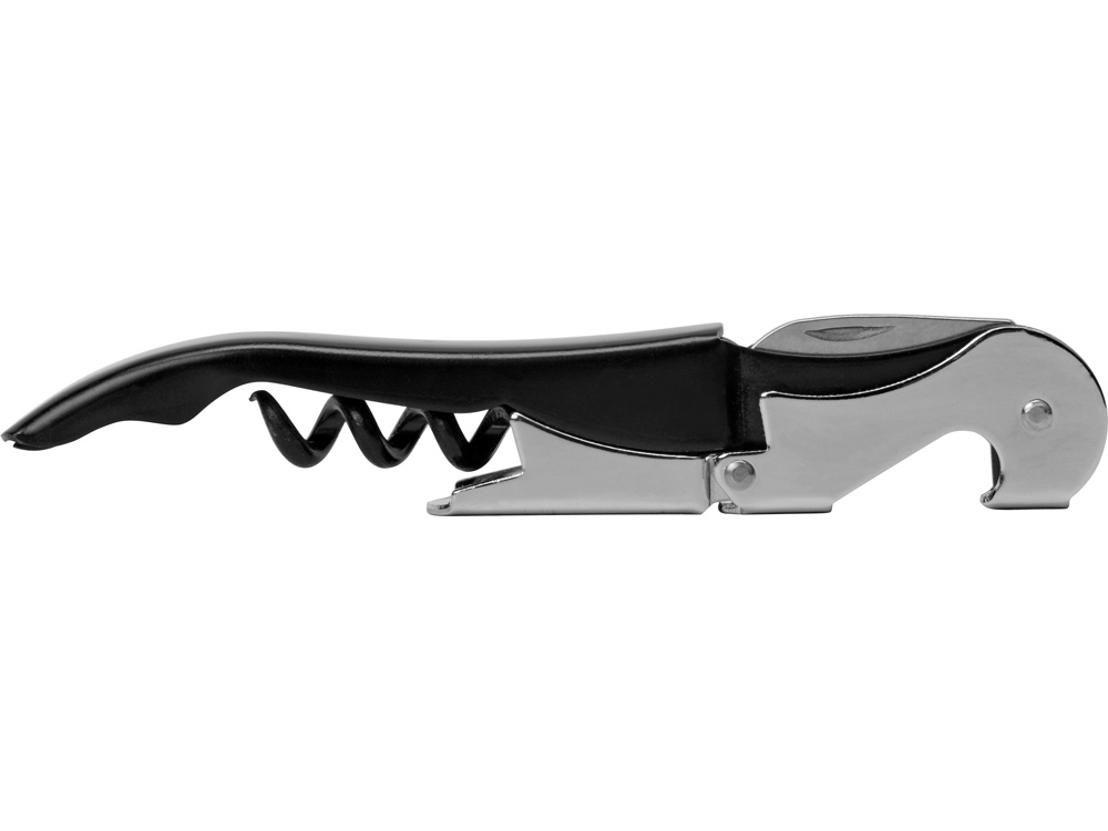 Штопор-открывалка Wine c пластиковой ручкой, серебристый-3