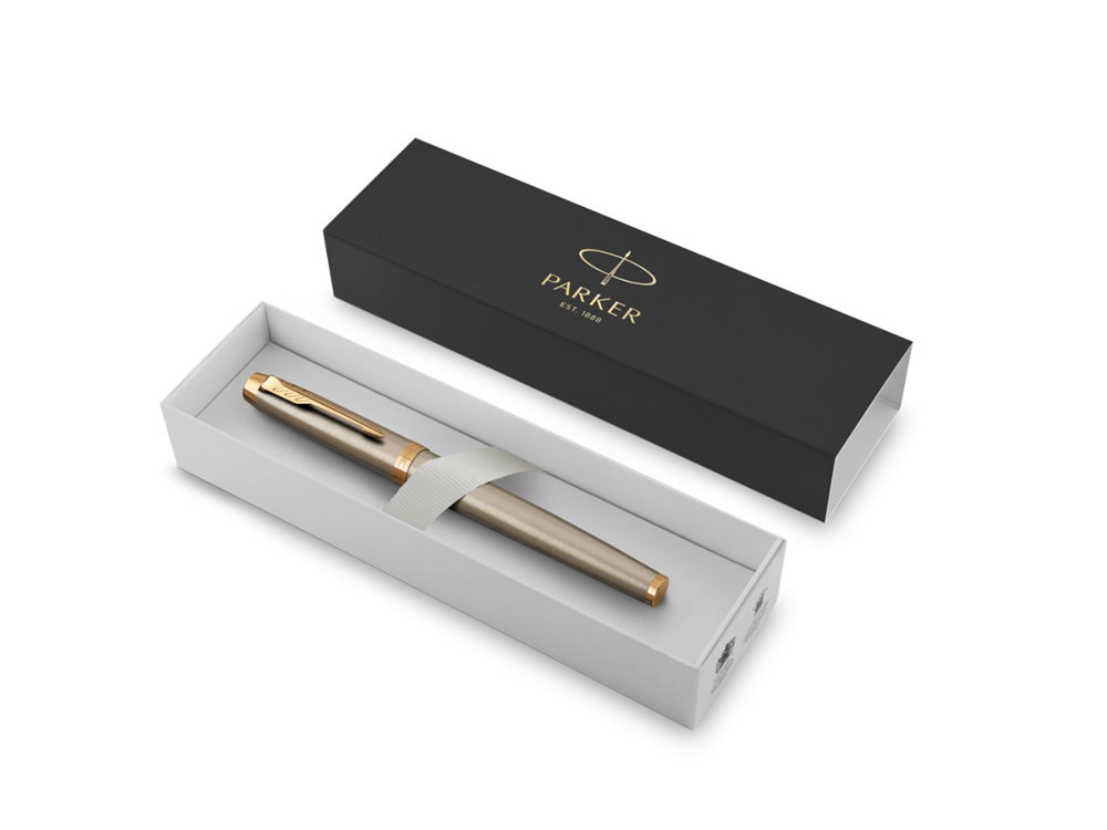Перьевая ручка Parker IM Metal Brushed Metal GT, перо: F, цвет чернил: blue-4