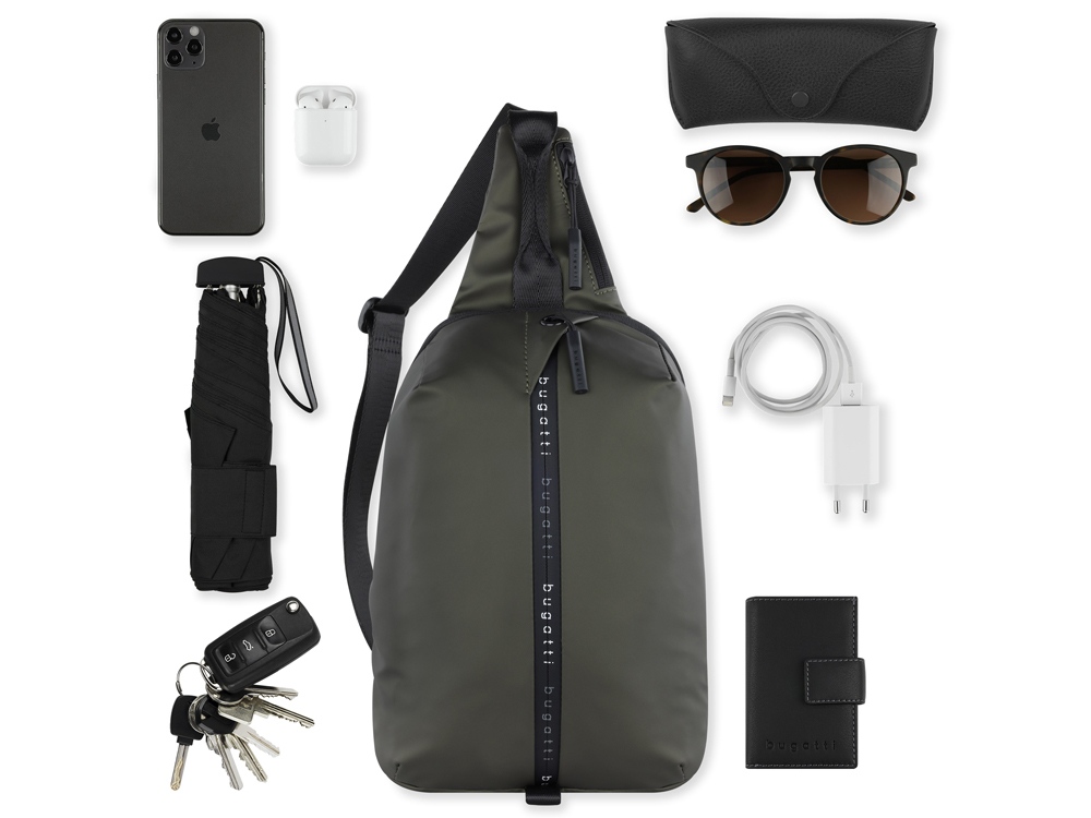 Рюкзак с одним плечевым ремнем BUGATTI Blanc, оливковый, тарпаулин/полиэстер, 18х9х30 см-6